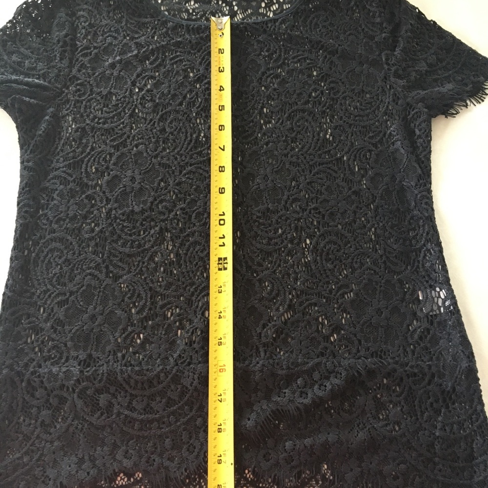NY & Co Black Lace, Fringe Blouse Sz Small/Black - Picture 12 of 13
